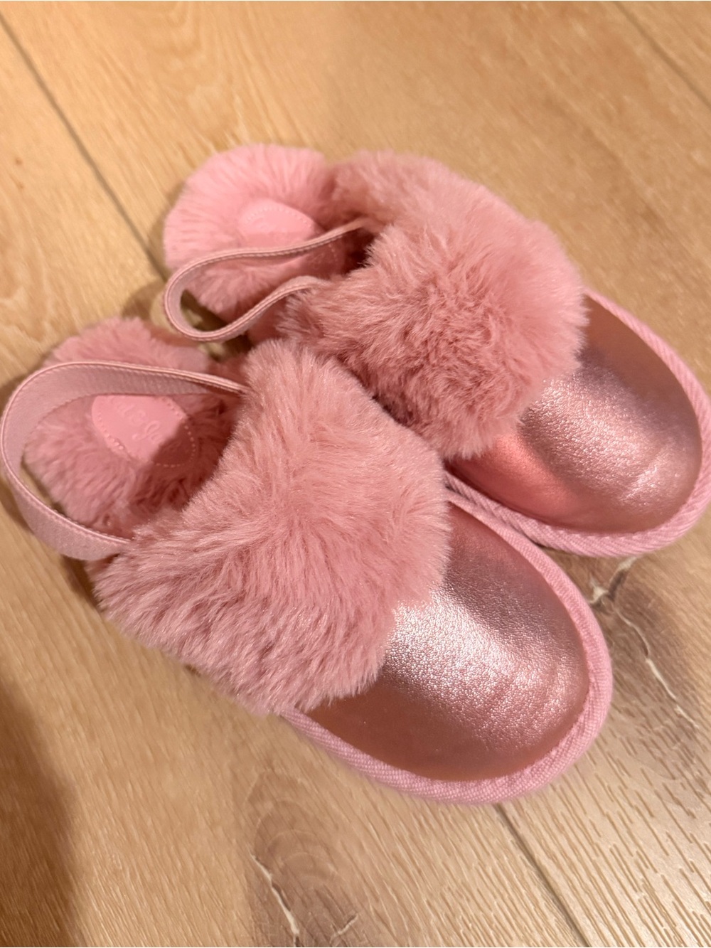 Cat & Jack Pink Metallic Faux-Fur Kids Slippers